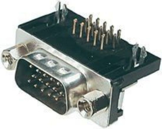 3 Sıra 15 Pin Erkek D-sub Konnektör - 90c / 90 Derece resmi