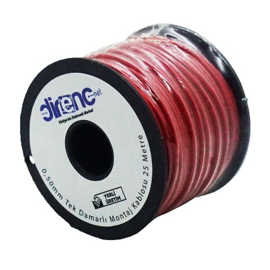 Tek Damarlı Montaj Kablosu 24awg 25 Metre Kırmızı resmi