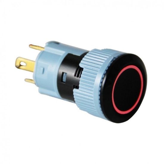 16mm Plastik Led'li Yaylı Buton - Kırmızı resmi