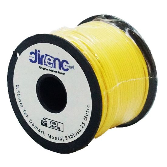 Tek Damarlı Montaj Kablosu 24awg 25 Metre Sarı resmi