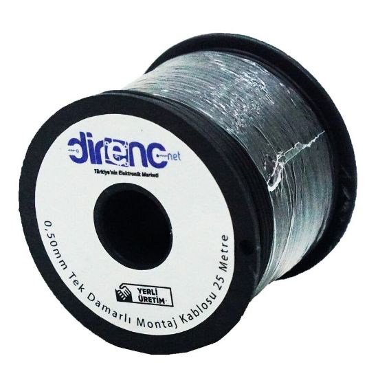 Tek Damarlı Montaj Kablosu 24awg 25 Metre Siyah resmi