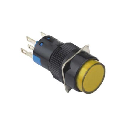 16mm Yaylı Buton Sarı 1no/1nc Yuvarlak resmi