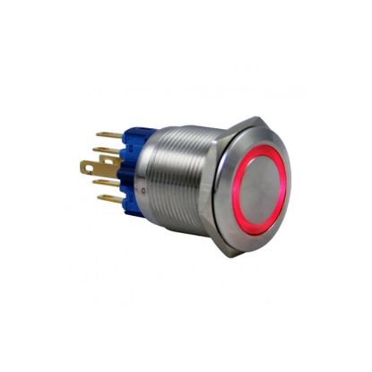 Drn422 22mm Metal Kırmızı Ledli Yaylı Buton 12v-24v resmi