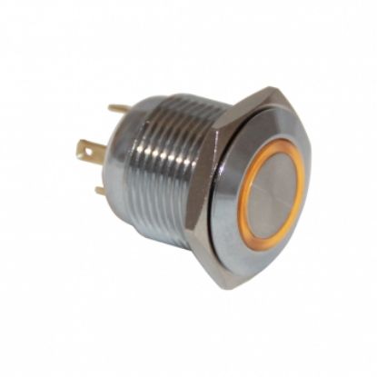 Drn416 16mm Metal Yeşil Ledli Yaylı Buton 12v-24v resmi