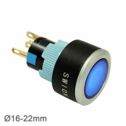 22mm Mavi Kalıcı Buton / Anahtar 1no/1nc resmi