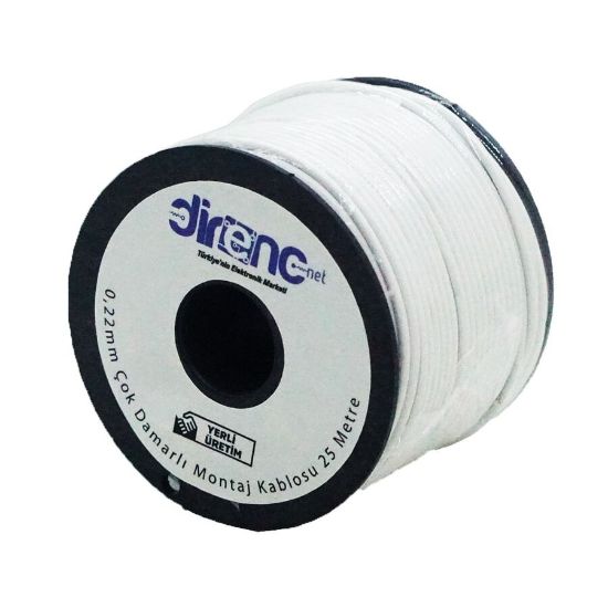 Çok Damarlı Montaj Kablosu 24awg 25 Metre Beyaz resmi
