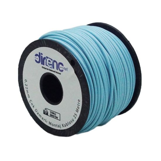 Çok Damarlı Montaj Kablosu 24awg 25 Metre Turkuaz resmi