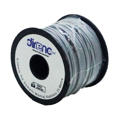 Tek Damarlı Montaj Kablosu 24awg 25 Metre Gri resmi
