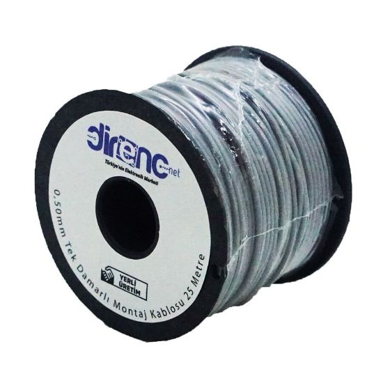 Tek Damarlı Montaj Kablosu 24awg 25 Metre Gri resmi