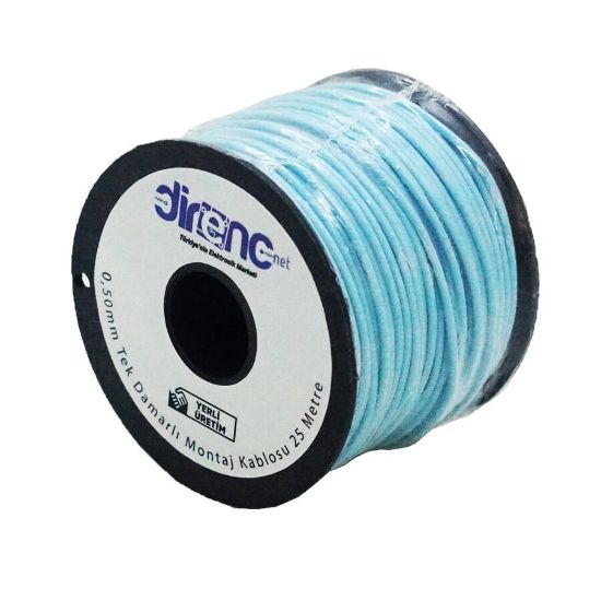 Tek Damarlı Montaj Kablosu 24awg 25 Metre Turkuaz resmi