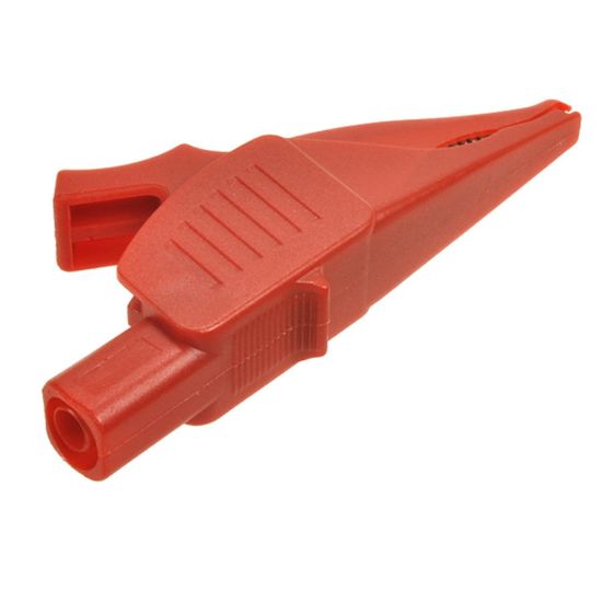 Konnektörlü Krokodil Klips Kırmızı 4mm resmi