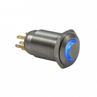 Drn516 16mm Metal Yeşil Ledli Anahtarlı Buton 12v-24v resmi