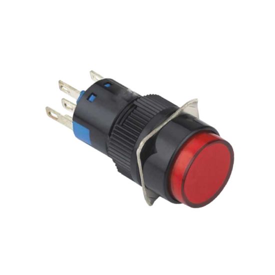 16mm Kalıcı Buton / Anahtar Kırmızı 1no/1nc Yuvarlak resmi