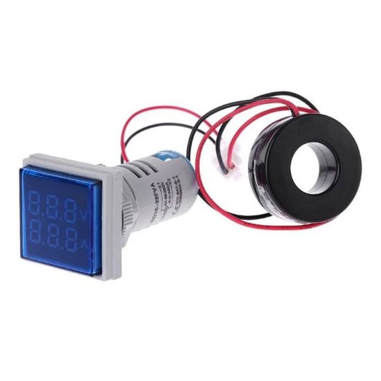 50-500vac 0-100a Led Dijital Voltampermetre - Mavi resmi