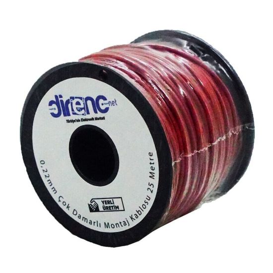 Çok Damarlı Montaj Kablosu 24awg 25 Metre Kırmızı resmi
