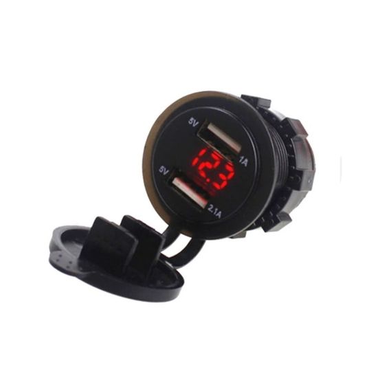 Pano Tipi Voltmetreli 2'li Usb Giriş - 5v 1a/5v 2,1a resmi
