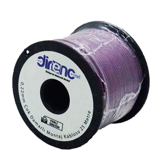 Çok Damarlı Montaj Kablosu 24awg 25 Metre Mor resmi