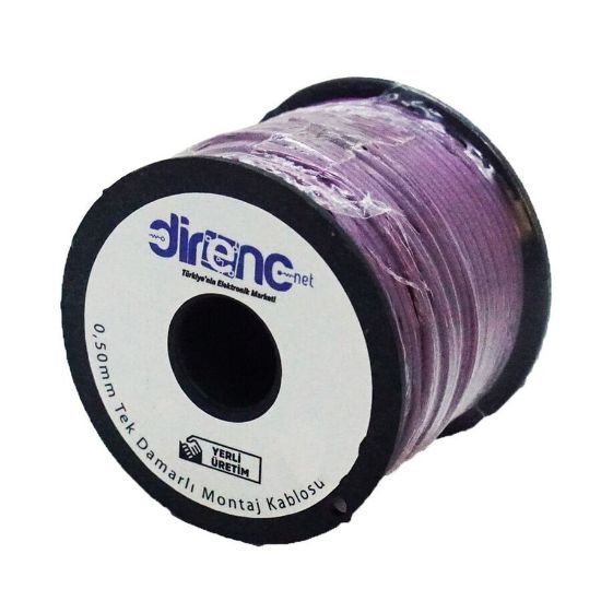 Tek Damarlı Montaj Kablosu 24awg 100 Metre Mor resmi