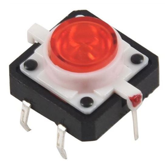 12x12 Kırmızı Led Işıklı Tact Switch resmi